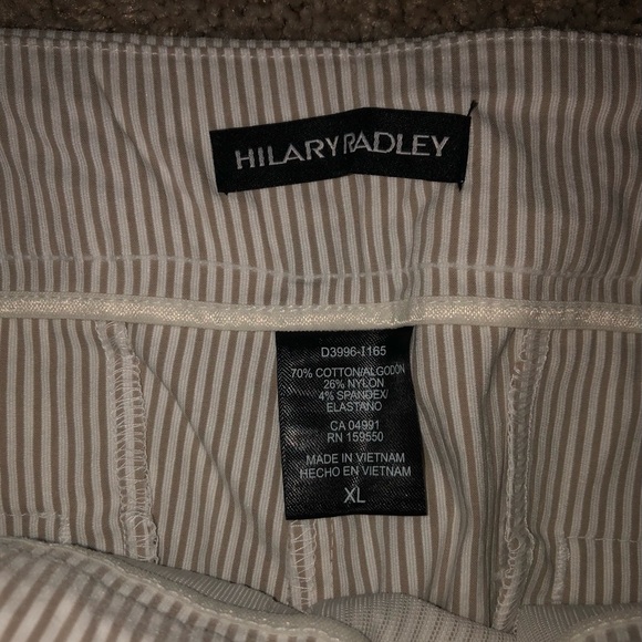 Hilary Radley Tan & Cream Sttiped Stretch Seersucker Psnts XL New - Picture 3 of 9